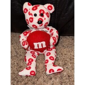 Ty Beanie Baby Red M&M Bear Plush Toy 2008